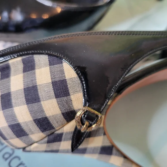 Vintage 1950s Heels Shoes Pumps Elegant Black & White Checkered Women's Size 7 - Picture 6 of 9